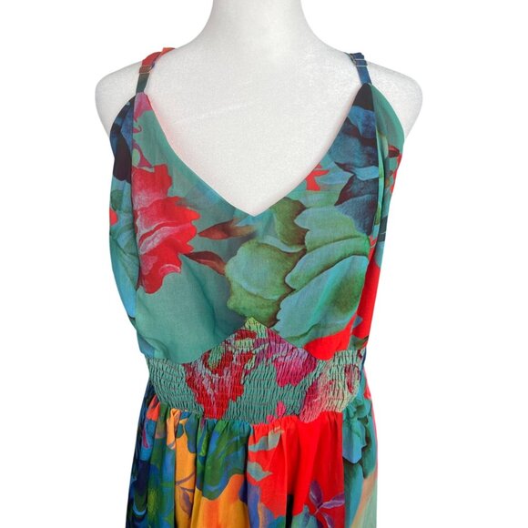 City Chic Maxi Hot Summer Days Floral Print Coral Sleeveless High-low Hemline M - Picture 7 of 15